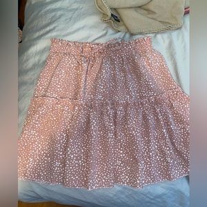 Shein pink and white polka dot stretchy skirt